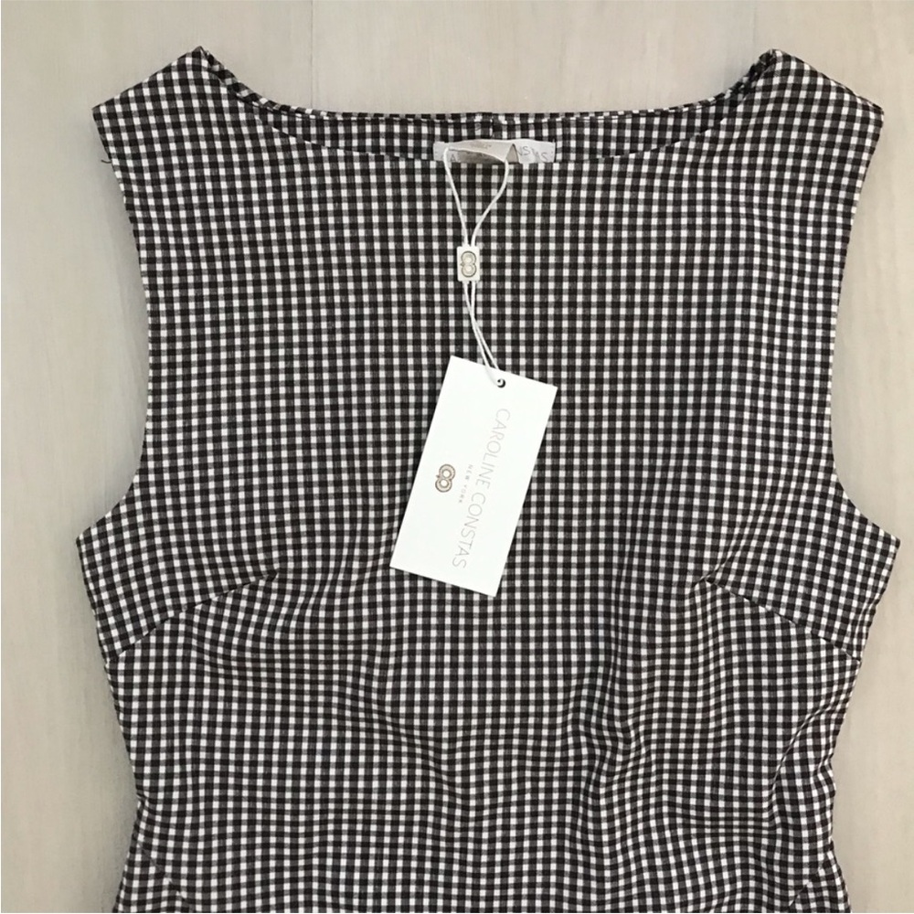 Caroline Constas Brown Gingham Mini Dress - Picture 3 of 4